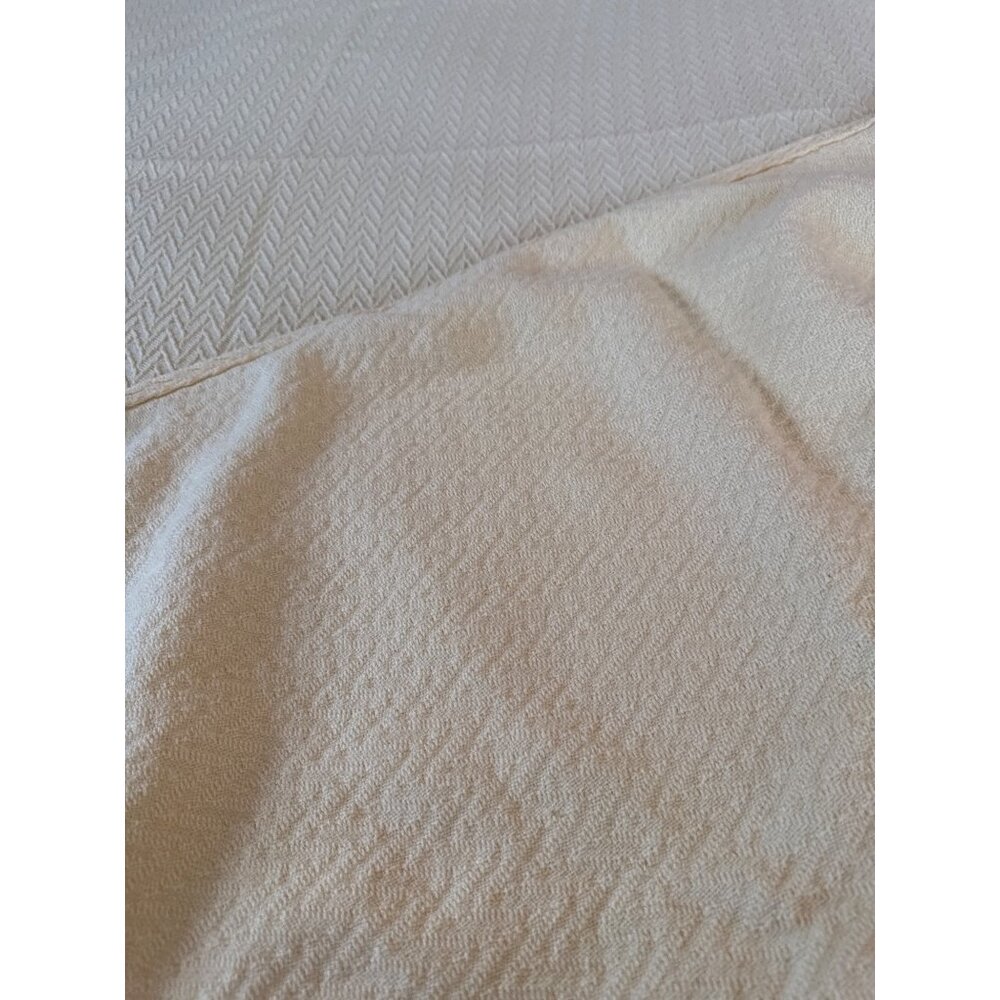 Queen Size 100% Cotton Blanket Cream Yellow Herringbone Charisma by Fieldcrest - Picture 7 of 12